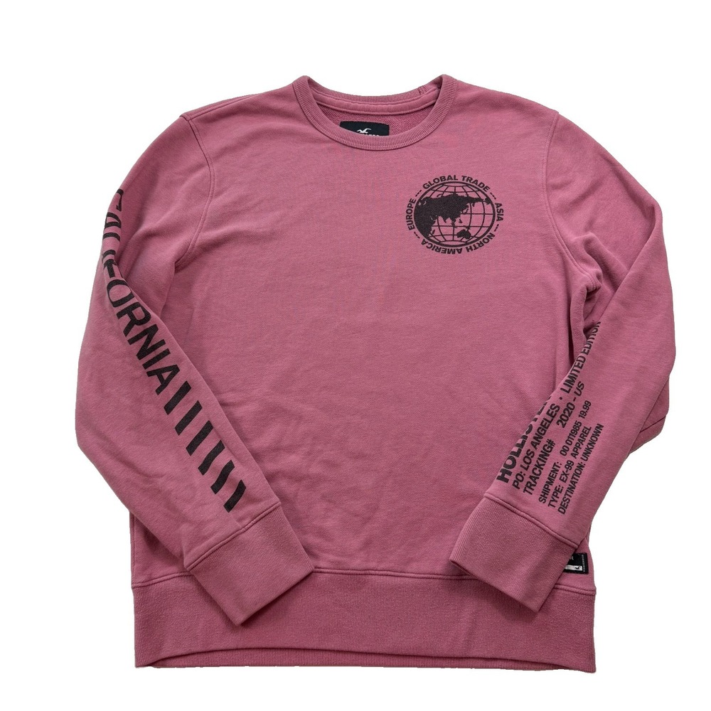 Men's Pink Hollister Crewneck Sweatshirt With Logo Size Small California Surf